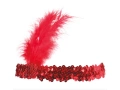 Red Headband Retro with plume - 1 pc