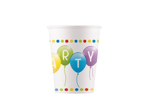 Kubeczki papierowe Happy Birthday - 200 ml - 8 szt.