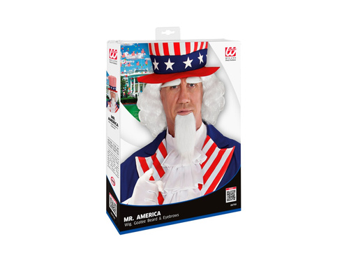 Peruka Mr. America z kozią bródką i brwiami