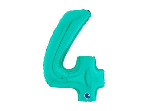 Balon foliowy cyfra 4 turkusowy - 26" - 1 szt.