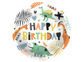 Balon foliowy urodzinowy Dinozaury Happy Birthday - 45 cm - 1 szt.