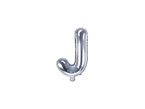 Foil balloon letter "J" silver - 35 cm