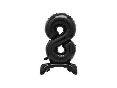 Foil balloon standing number 8 black - 76 cm - 1pc.