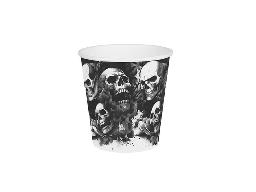 Kubeczki papierowe na Halloween Upiorne Czaszki - 250 ml - 6 szt.