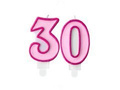 Świeczki cyferki różowe - 30 - trzydziestka - 2 szt.