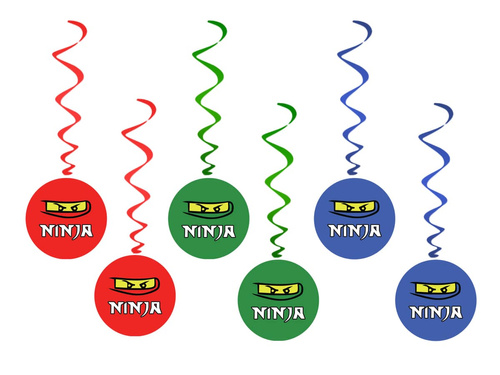 Ninja birthday hanging decoration - 6 pcs.