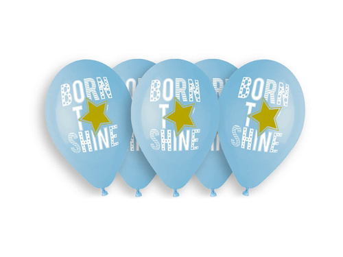 Born to shine blue latex balloons - 33 cm - 5 pcs.