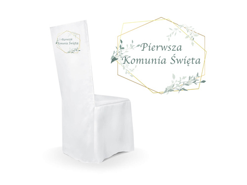 Pokrowiec na krzesło z matowej tkaniny I Komunia Święta - 1 szt.