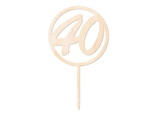 Wooden topper for 40th birthday cake - 1 pc.