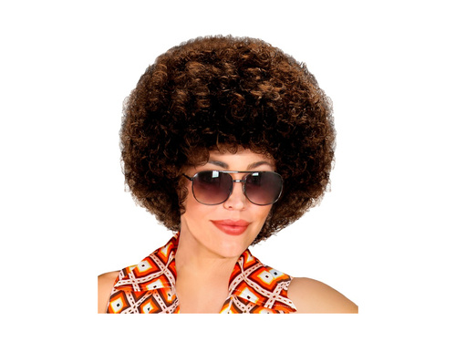 Brązowa peruka afro disco z lat 70.
