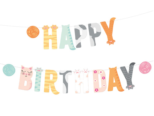 Happy Birthday Cats banner - 200 cm - 1 pc.