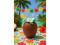 Coconut glass with straw and flower