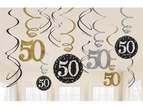 Hanging decoration swirls - 50th - 12 pcs.