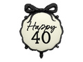Balon foliowy z kokardą Happy "40" - 47,5 x 45 cm - 1 szt.