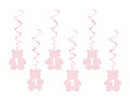 Hanging decoration for a birthday party pink bears - 6 pcs.