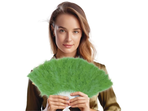 Green feather fan