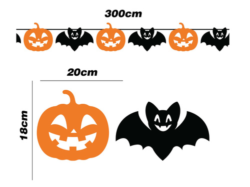 Bat Halloween garland - 300 cm - 1 pc