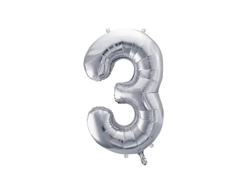 Number 3 silver Foil Balloon - 72 cm - 1 pc