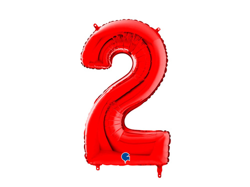 Number 2 red Foil Balloon - 66 cm - 1 pc
