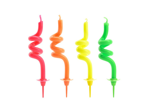Świeczki kolorowe spirale - 8 cm - 4 szt.