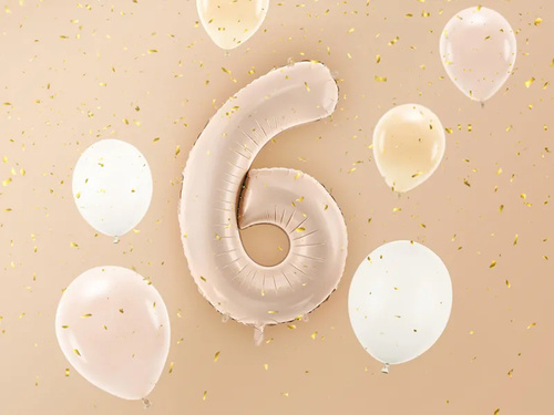 Number 6 Beige Foil Balloon - 72 cm - 1 pc