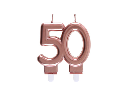 Candle for 50th birthday rose gold - 7,5 cm - 1 pcs.