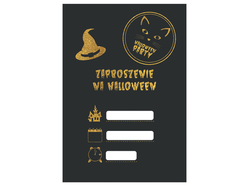 Halloween invitations The Witch and the Cat - 6 pcs.