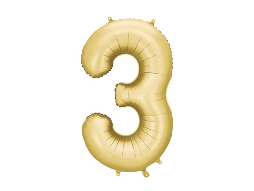 Balon foliowy złota cyfra 3 - 86 cm - 1 szt.