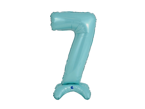 Balon foliowy stojący cyfra 7 pastelowa niebieska - 64 cm - 1 szt.