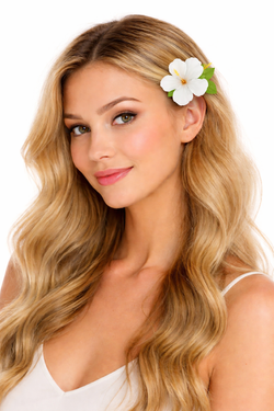 Hawajska przypinka kwiatek biały - 1 szt.
