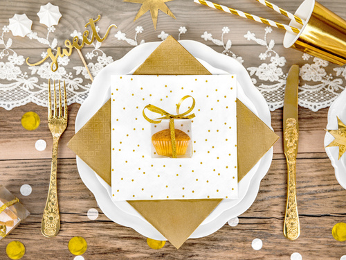 White birthday napkins with gold small dots - 33 cm - 20 pcs.