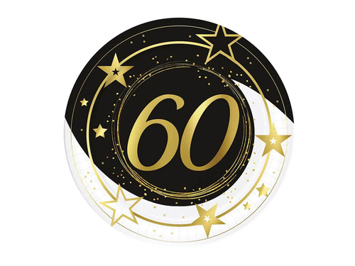 60th Birthday Paper Plates 23 cm - 6 pcs