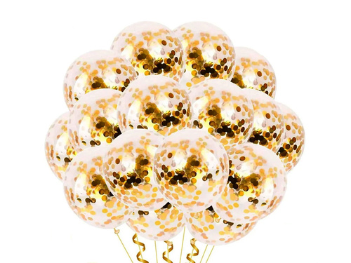 Transparent balloons with gold confetti - 30 cm - 100 pcs.