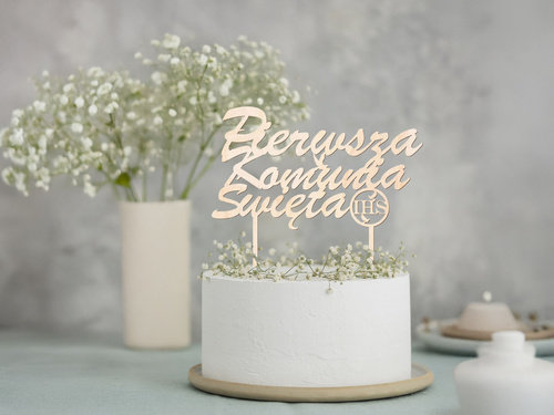 Wooden cake topper First Holy Communion - 1 pc.