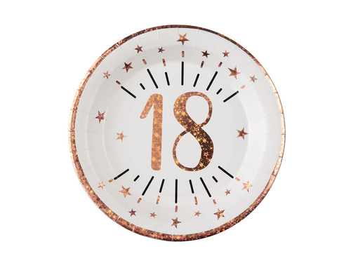 Sparkling pink gold eighteenth birthday plates - 22,5 cm - 10 pcs.