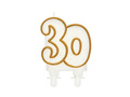 Candle for 30th birthday with glitter and gold border - 1 pc.