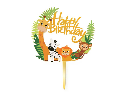 Plexiglass topper Zoo Animals Happy Birthday - 1 pc.