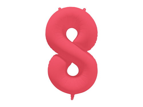 Large Number 8 Neon Red Foil Balloon - 86 x 70 cm - 1 pc