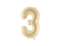 Balon foliowy cyfra 3 beżowa - 72 cm - 1 szt.
