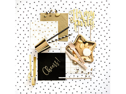 White birthday napkins with gold stars - 33 cm - 20 pcs.
