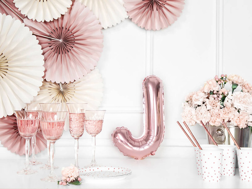 Foil balloon letter "J" pink and gold - 35 cm