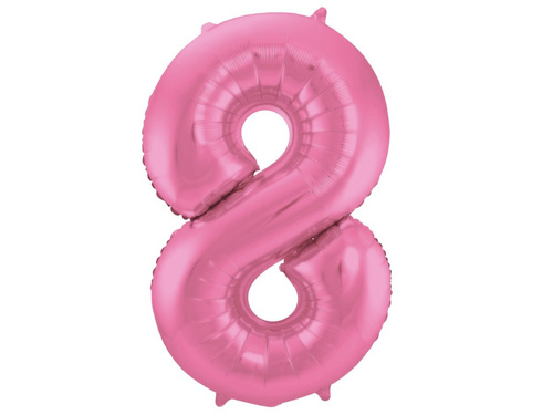 Number 8 Matte Pink Foil Balloon - 86 cm - 1 pc