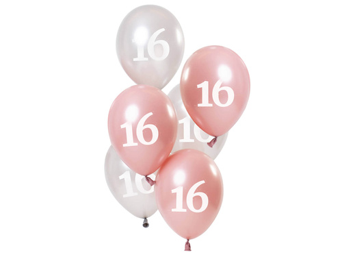 Set of balloons for the sixteenth birthday Glossy pink - 23 cm - 6 pcs.