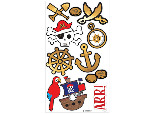 Washable tattoos Pirate Map - 11 pcs.