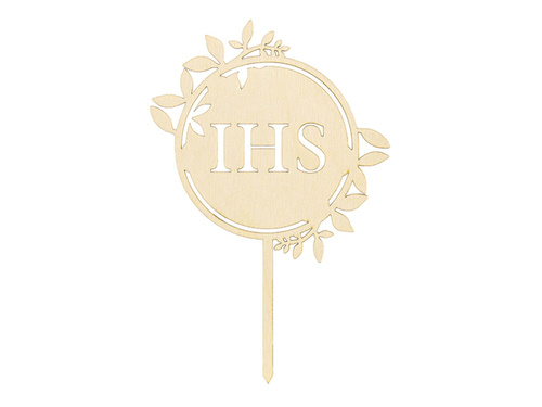 Wooden IHS cake topper - 1 pc.