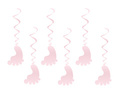 Hanging decoration for baby shower feet pink - 6 pcs.