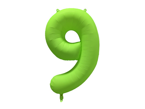 Large Number 9 Neon Green Foil Balloon - 86 x 70 cm - 1 pc