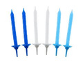 Birthday candles blue, white and navy blue - 24 pcs.