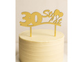 Gold mirrored plexiglass topper for 30th birthday cake