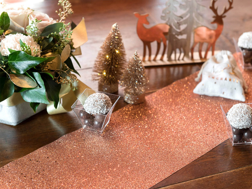 Decoration glitter table runner - pink gold - 18 cm x 5 m - 1 pcs.